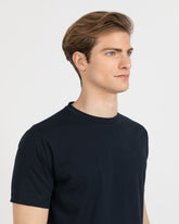 T-shirt regular fit in cotone elasticizzato blu - Blu | Giemme BrandsCorporate