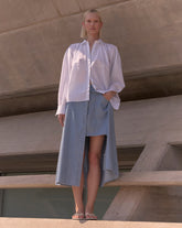 Regular-fit midi skirt in pure organic cotton denim - Light denim | Giemme BrandsCorporate