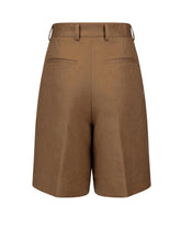 Shorts regular fit svasati in puro lino marrone - Nocciola | Giemme BrandsCorporate
