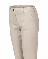 Pantaloni regular fit a trombetta in viscosa, lino e cotone elasticizzato beige - Beige | Giemme BrandsCorporate