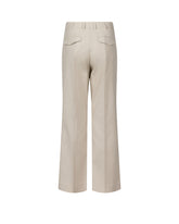 Pantaloni regular fit a gamba dritta in viscosa, lino e cotone elasticizzato beige con ricamo - Beige | Giemme BrandsCorporate