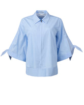 Boxy fit shirt with zip made of light blue pure cotton poplin - Total look woman | Giemme BrandsCorporate