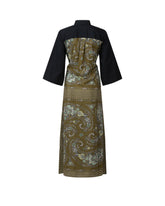 Abito chemisier regular fit in popeline di puro cotone nero con foulard in seta sul retro con stampa paisley verde - Nero | Giemme BrandsCorporate