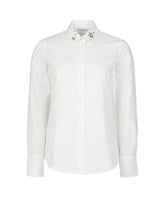 Camicia slim fit in puro cotone bianco con cabochon applicati - Holiday Season Woman | Giemme BrandsCorporate