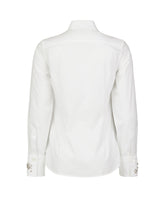 Slim fit shirt in white pure cotton with applied cabochons - White | Giemme BrandsCorporate