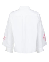 Boxy-fit Hemd aus reiner weißer Baumwolle mit floraler Stickerei - Weiß | Giemme BrandsCorporate