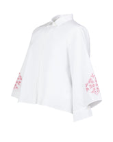 Boxy-fit Hemd aus reiner weißer Baumwolle mit floraler Stickerei - Weiß | Giemme BrandsCorporate