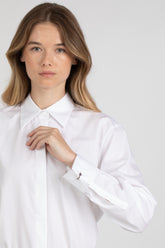 Camicia sartoriale in puro cotone bianco con accessori in metallo - Bianco | Giemme BrandsCorporate