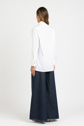 Camicia sartoriale con pettorina tono su tono in puro cotone bianco - Bianco | Giemme BrandsCorporate