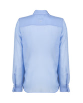 Camicia boxy fit a manica lunga in cotone e seta azzurra - Azzurro | Giemme BrandsCorporate