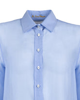 Camicia boxy fit a manica lunga in cotone e seta azzurra - Azzurro | Giemme BrandsCorporate