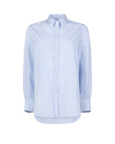 Camicia over fit in puro cotone bianco a righe sui toni dell'azzurro - Azzurro | Giemme BrandsCorporate