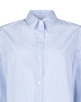 Over-Fit Hemd aus reinem weißen Baumwollstoff mit blauen Streifen - Hellblau | Giemme BrandsCorporate