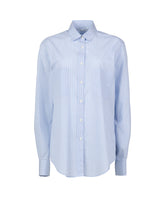 Camicia over fit con tasche applicate in puro cotone a righe azzurre - Azzurro | Giemme BrandsCorporate