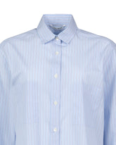 Over-Fit Hemd mit aufgenähten Taschen aus reinem Baumwollstoff mit hellblauen Streifen - Hellblau | Giemme BrandsCorporate