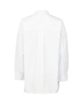 Oversized Hemd mit Polokragen aus reinem Popeline aus extrafeiner doppelt gewundener Baumwolle in Weiß mit blauen Streifen und Pailletten - Hellblau | Giemme BrandsCorporate