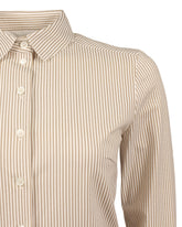 Camicia regular fit in esclusivo tessuto high performance Skinlike bianco a righe marroni - Marrone | Giemme BrandsCorporate