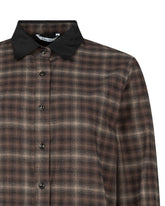 Regular fit shirt in pure cotton with brown check pattern - Brown | Giemme BrandsCorporate