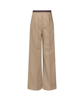 Wide-leg trousers in hazelnut stretch cotton twill - Woman collection | Giemme BrandsCorporate