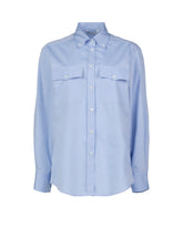 Over fit shirt with button down collar in light blue pure cotton - Light blue | Giemme BrandsCorporate