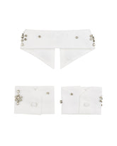Detachable collar and cuffs in pure white cotton with cabochons - White | Giemme BrandsCorporate