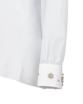 Colletto e polsi applicabili in puro cotone bianco con cabochon - Bianco | Giemme BrandsCorporate