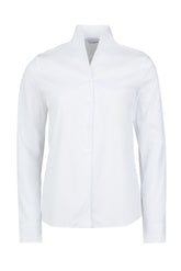 Camicia con scollo a V in esclusivo popeline di cotone stretch bianco - Bianco | Giemme BrandsCorporate