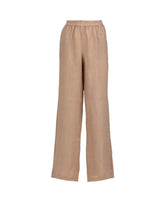 Pantaloni regular fit in puro lino tinto capo marrone - Beige | Giemme BrandsCorporate