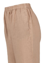 Pantaloni regular fit in puro lino tinto capo marrone - Beige | Giemme BrandsCorporate