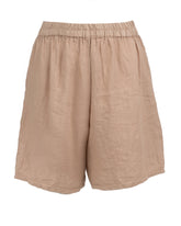 Shorts regular fit in puro lino marrone tinto capo - Beige | Giemme BrandsCorporate