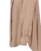 Camicia over fit in puro lino tinto capo marrone - Beige | Giemme BrandsCorporate