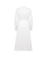 Abito a kimono over fit con cintura in vita in cotone Sangallo elasticizzato bianco - Bianco | Giemme BrandsCorporate