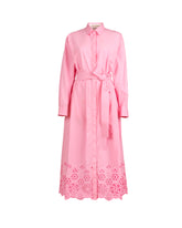 Abito a kimono over fit con cintura in vita in cotone Sangallo elasticizzato rosa - Rosa | Giemme BrandsCorporate