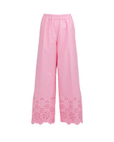 Pantaloni lunghi regular fit in cotone Sangallo elasticizzato rosa - Rosa | Giemme BrandsCorporate