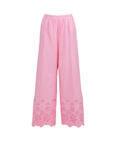 Pantaloni lunghi regular fit in cotone Sangallo elasticizzato rosa - Rosa | Giemme BrandsCorporate