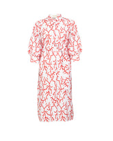 White pure cotton regular fit dress with balloon sleeve and exclusive coral embroidery - White | Giemme BrandsCorporate
