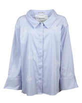 Camicia over fit con ricami applicati in cotone elasticizzato azzurro - Camicie | Giemme BrandsCorporate