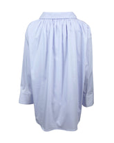 Overfit shirt with applied embroidery in light blue stretch cotton - Light blue | Giemme BrandsCorporate