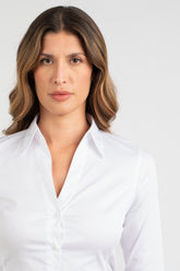 White stretch cotton satin shirt - White | Giemme BrandsCorporate