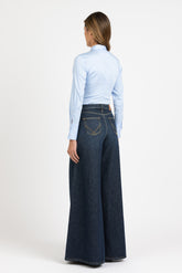 Camicia sartoriale in satin di cotone stretch azzurro - Azzurro | Giemme BrandsCorporate