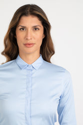 Camicia sartoriale in satin di cotone stretch azzurro - Azzurro | Giemme BrandsCorporate