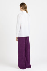 Camicia sartoriale con fiore applicato tono su tono in esclusivo satin di puro cotone bianco - Bianco | Giemme BrandsCorporate