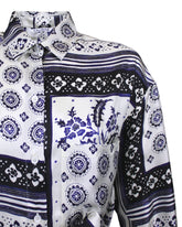 Chemisier-Regular-Fit-Kleid aus reiner Seide mit exklusivem Blumenprint in Blau - Blau | Giemme BrandsCorporate