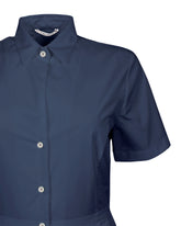 Midi-Chemisier-Regular-Fit-Kleid aus elastischer Baumwolle in Blau - Blau | Giemme BrandsCorporate