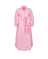 Dress with a waist sash, made from a stretch cotton yarn exclusively created for Caliban, in a solid pink color - Pink | Giemme BrandsCorporate
