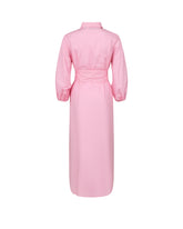 Dress with a waist sash, made from a stretch cotton yarn exclusively created for Caliban, in a solid pink color - Pink | Giemme BrandsCorporate