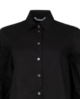 Boxy fit shirt with bib and three-quarter sleeves, made from black stretch cotton - Black | Giemme BrandsCorporate