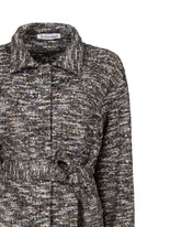 Over fit shirt jacket with pockets and belt in grey bouclé wool - Grey | Giemme BrandsCorporate