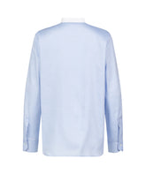 Camicia sartoriale regular fit in puro cotone azzurro con collo coreana -