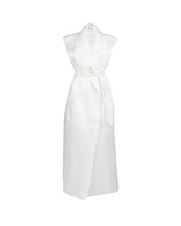 Sleeveless over-fit dress jacket in pure white silk - Woman Dresses | Giemme BrandsCorporate